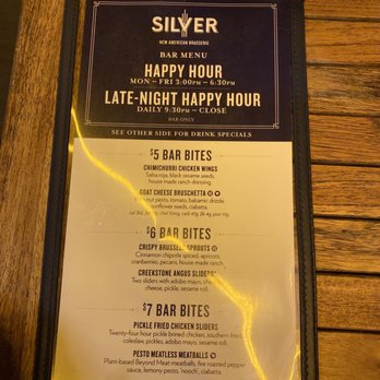 Silver - Happy hour/ late happy hour menu - New American Near Me - Washington, DC, District of Columbia