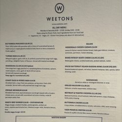 Weeton's - All day menu