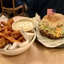Burger and (kinda soggy) fries