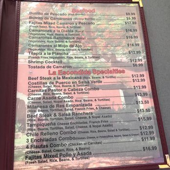La Escondida - Menu - Mexican Near Me - Ventura, California