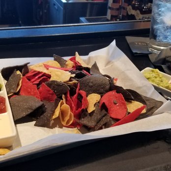 TEN 3 - Chip Trio with salsa roja, guacamole and queso, $15.00. - New American Near Me - Albuquerque, New Mexico