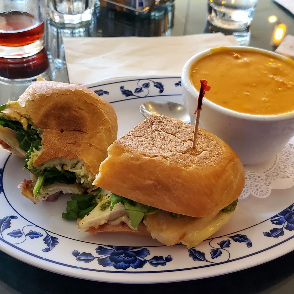 Enoteca - My chicken pesto roll sandwich was outstanding, along with a good tomato and basil thick soup. - Bars Near Me - Crescent City, California Enoteca - My chicken pesto roll sandwich was outstanding, along with a good tomato and basil thick soup. - Bars Near Me - Crescent City, California