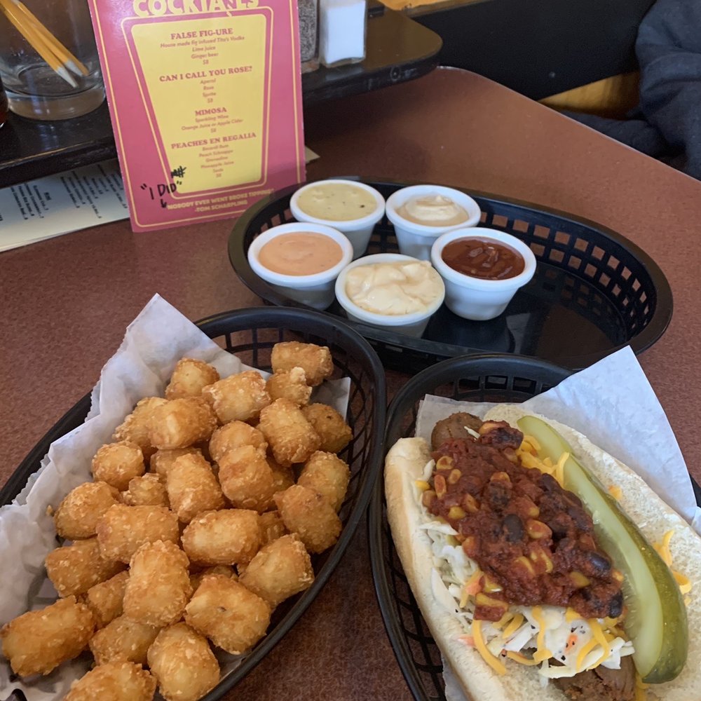 Happy Dog - Tots Vegan Dog - Bars Near Me - Cleveland, Ohio Happy Dog - Tots Vegan Dog - Bars Near Me - Cleveland, Ohio