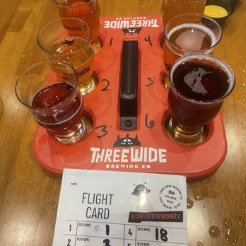 Three Wide Brewing - Beer flight - Breweries Near Me - Northlake, Texas
