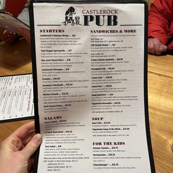 The Castlerock Pub - the menu for the restaurant - American Near Me - Warren, Vermont
