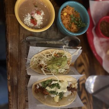 Tacos & Beer - Pastor taco and shrimp taco with beans and rice - Bars Near Me - Las Vegas, Nevada Tacos & Beer - Pastor taco and shrimp taco with beans and rice - Bars Near Me - Las Vegas, Nevada