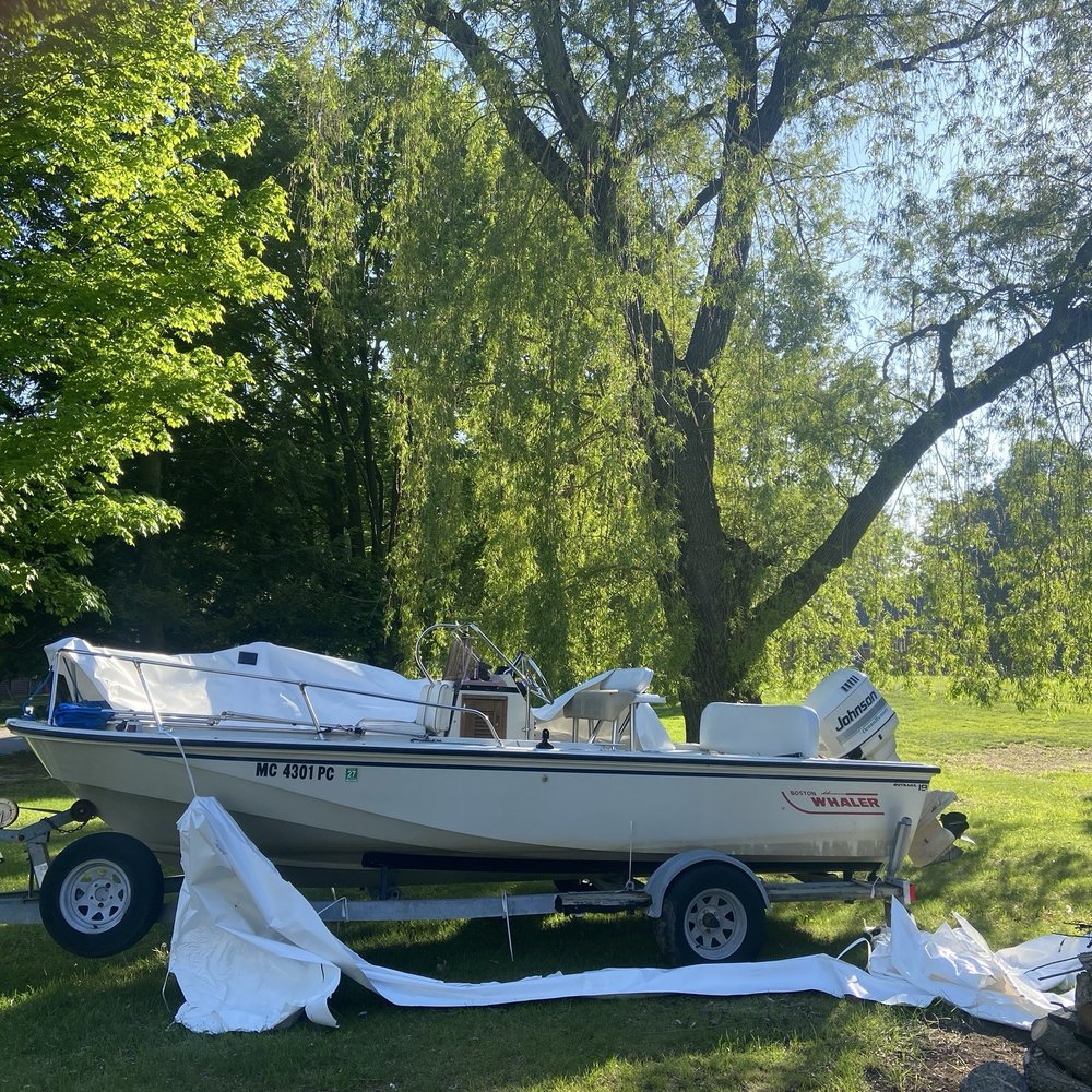 Great Lakes Marine Detailing - Before photo with scum line and oxidation - Auto Detailing Near Me - Rapid City, Michigan Great Lakes Marine Detailing - Before photo with scum line and oxidation - Auto Detailing Near Me - Rapid City, Michigan