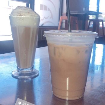 Farmacy - Left: Irish Coffee Right: Iced Mocha w/one pump of SF Caramel - Coffee & Tea Near Me - Bakersfield, California Farmacy - Left: Irish Coffee Right: Iced Mocha w/one pump of SF Caramel - Coffee & Tea Near Me - Bakersfield, California