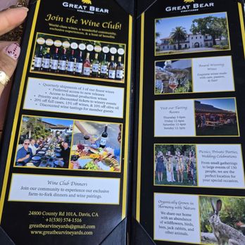 Great Bear Vineyards - Menu - Wine Tasting Room Near Me - Davis, California Great Bear Vineyards - Menu - Wine Tasting Room Near Me - Davis, California