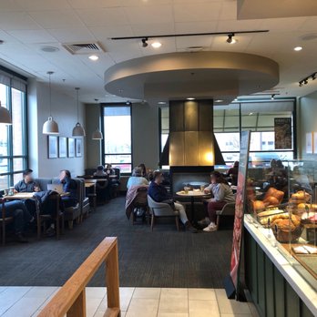Panera Bread - A view of their dining space with the cozy working fireplace. - Sandwiches Near Me - Skokie, Illinois