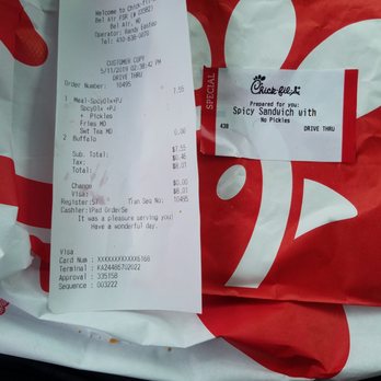 Chick-fil-A - Ordered: Spicy Deluxe + extra pickles Received: Spicy Sandwich with no pickles - Chicken Shop Near Me - Bel Air, Maryland
