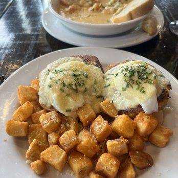 HT Seafood Company - Shrimp Fondue Crab Cake Benedict - Seafood Near Me - Pearland, Texas