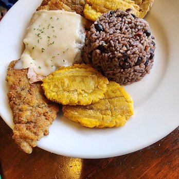 Juana La Cubana Cafe - Bistec Empanizado with Moro Rice and Tostones - Cuban Near Me - Dania Beach, Florida