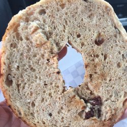 Aroma Joe's - Multigrain bagel prior to cream cheese application:)