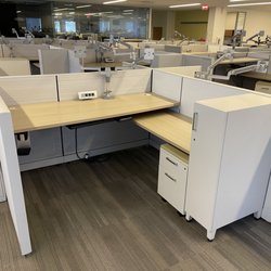 Southwest Modular - 6x6 workstation with wardrobe and pedestal all power and monitor arms $750.00