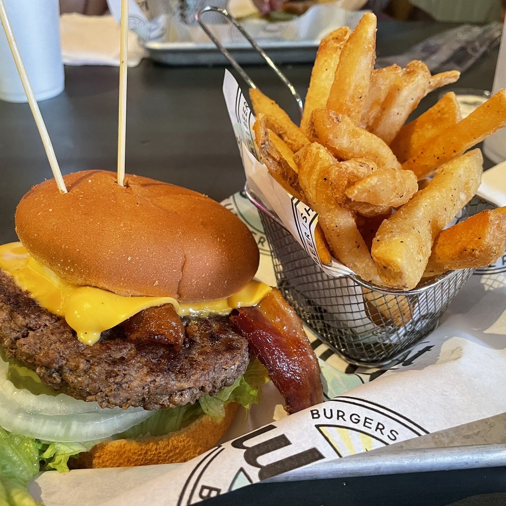 All American Burger with GF Bun & Fries All American Burger with GF Bun & Fries