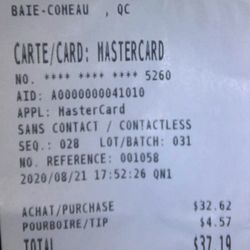 Toujours Mikes - 21 août 2020 / $37.19 avec taxes et pourboire