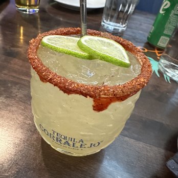Añejo Cantina & Kitchen - Spicy Margarita. Asked to add chamoy on the rim with tajin. I forgot what tequila I got but it wasn't the house option. - Cocktail Bars Near Me - San Jose, California