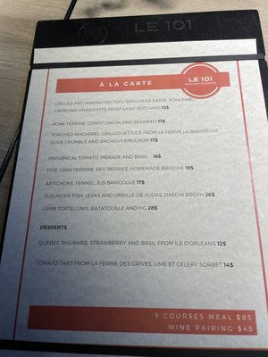 Menu photo 3 Le 101 Quebec City, QC Menu photo 3 Le 101 Quebec City, QC