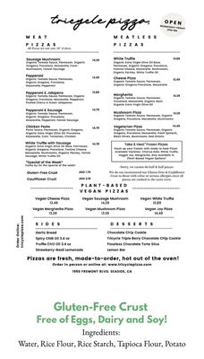 Menu photo 5 Tricycle Pizza Seaside, CA Menu photo 5 Tricycle Pizza Seaside, CA