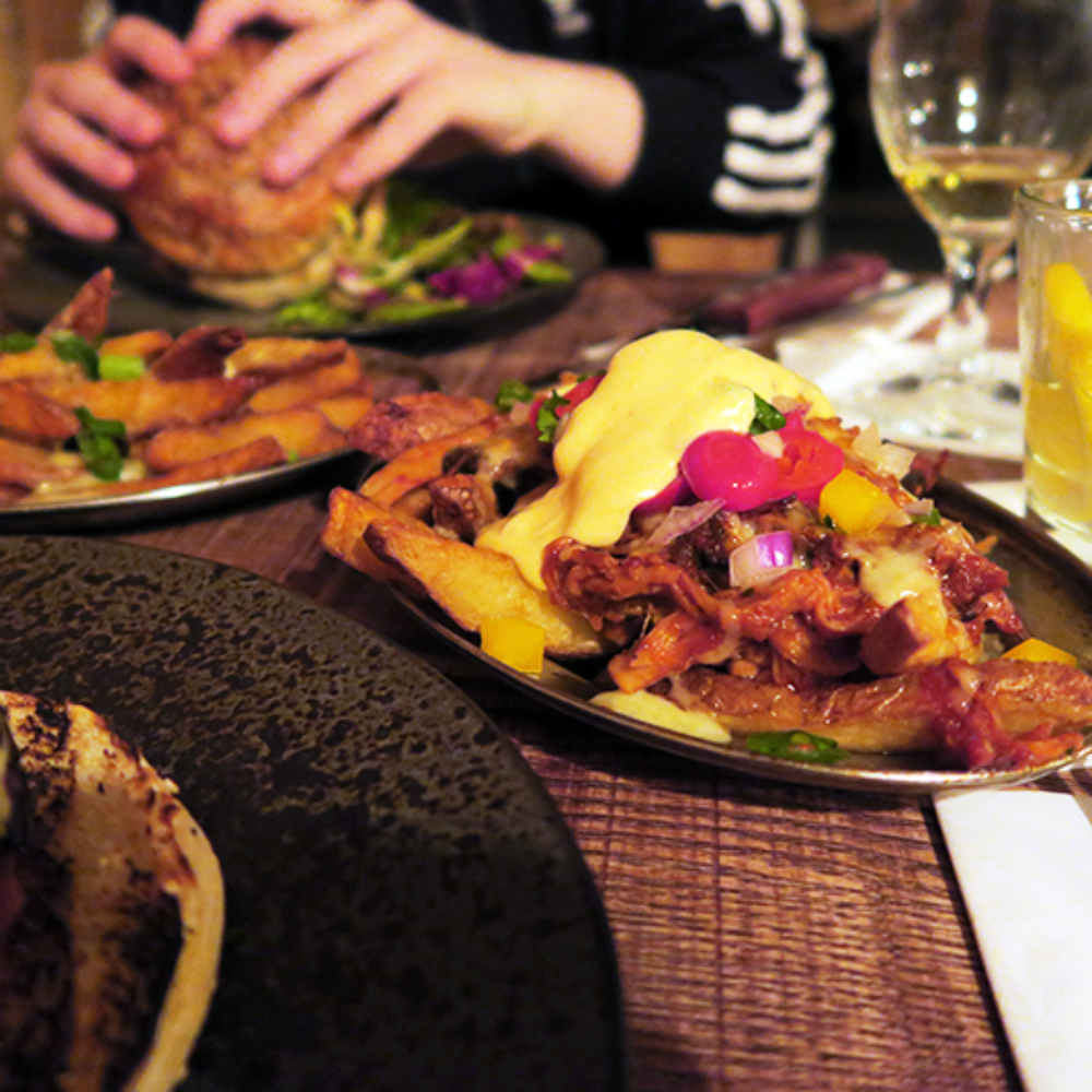 Meat Bar - Swine fries - pulled pork, chipotle alioli, jalapeños, sour cream & red onion (IIRC) - Bars Near Me - Glasgow, GLG Meat Bar - Swine fries - pulled pork, chipotle alioli, jalapeños, sour cream & red onion (IIRC) - Bars Near Me - Glasgow, GLG