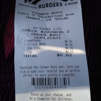 Farmer Boys - A little over $6 for what? - Breakfast & Brunch Near Me - Hemet, California