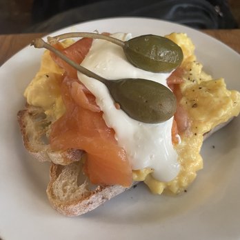 Buvette - Steamed eggs with smoked salmon - French Near Me - New York, New York Buvette - Steamed eggs with smoked salmon - French Near Me - New York, New York