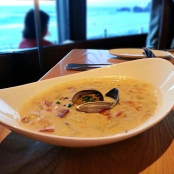 Moonraker Restaurant - New England Clam Chowder ($11) - leeks, smoked bacon, yukon potato, manila clams - New American Near Me - Pacifica, California
