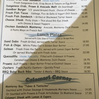 Sandbar & Grill - Current lunch menu - Seafood Near Me - Monterey, California Sandbar & Grill - Current lunch menu - Seafood Near Me - Monterey, California