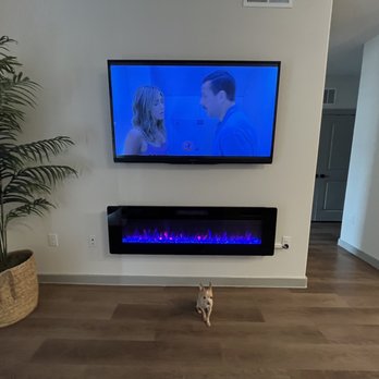TV On The Wall - Placed the tv and fireplace exactly where I wanted it! - TV Mounting Near Me - San Antonio, Texas