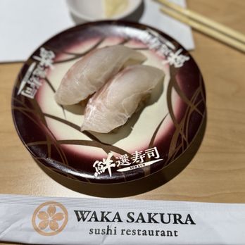 Waka Sakura - Mackerel nigiri - Conveyor Belt Sushi Near Me - Gardena, California Waka Sakura - Mackerel nigiri - Conveyor Belt Sushi Near Me - Gardena, California