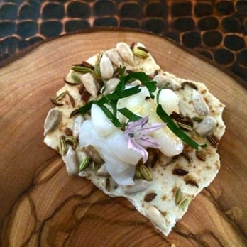 T Cook's - Cuttlefish Ceviche on a house made cracker - one of the starter courses from the #PM31 dining experience - New American Near Me - Phoenix, Arizona