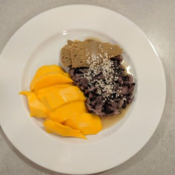 Thai Gourmet - Sticky rice with mango (they gave some custard for taste) - Thai Near Me - Pittsburgh, Pennsylvania Thai Gourmet - Sticky rice with mango (they gave some custard for taste) - Thai Near Me - Pittsburgh, Pennsylvania