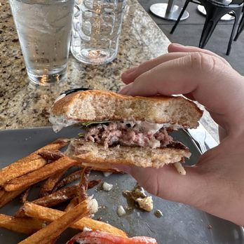 Burger Bach - Difficult to eat burger makes it difficult to have the same bite throughout eating - Burgers Near Me - Charlottesville, Virginia Burger Bach - Difficult to eat burger makes it difficult to have the same bite throughout eating - Burgers Near Me - Charlottesville, Virginia