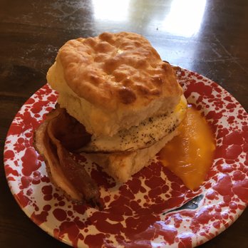 HenDough - Pimento Cheese Biscuit with egg and bacon - Donuts Near Me - Hendersonville, North Carolina