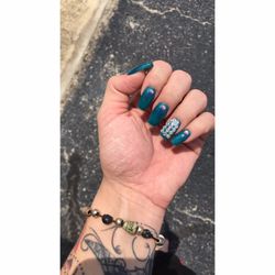 L A Nails - Rhinestone, jewels, short, coffin nail