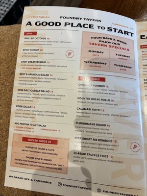 Menu photo 1 Foundry Tavern Cambridge, ON Menu photo 1 Foundry Tavern Cambridge, ON