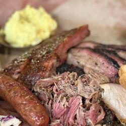Franklin Barbecue - Pulled pork, cheddar jalapeño sausage, ribs, brisket