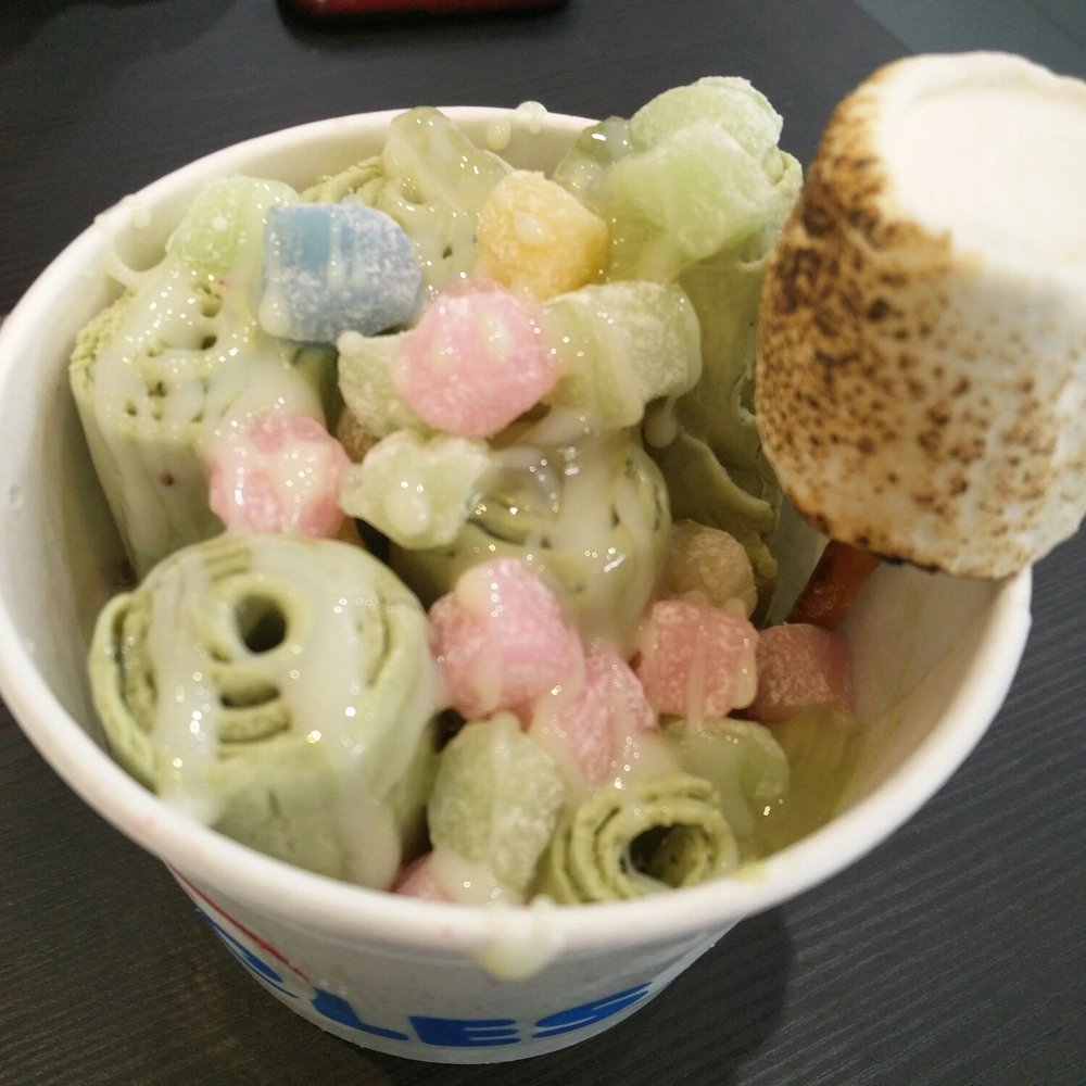Icicles - Gotcha Matcha with condensed milk, Mochi, lychee jelly, and toasted marshmellows - Desserts Near Me - Newark, California Icicles - Gotcha Matcha with condensed milk, Mochi, lychee jelly, and toasted marshmellows - Desserts Near Me - Newark, California