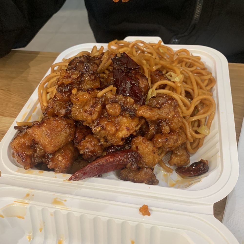 Spicy Orange chicken and chow mein Spicy Orange chicken and chow mein