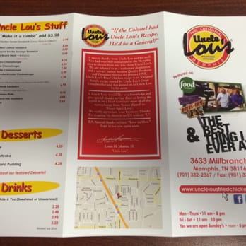 Uncle Lous Fried Chicken - Carry out menu - Chicken Wings Near Me - Memphis, Tennessee Uncle Lous Fried Chicken - Carry out menu - Chicken Wings Near Me - Memphis, Tennessee