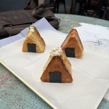 Cafe W Bakery and Desserts - Onioissant - Chive Bacon Cream Chesse Onioissant - MayoPollack Roe - Cafes Near Me - Flushing, New York Cafe W Bakery and Desserts - Onioissant - Chive Bacon Cream Chesse Onioissant - MayoPollack Roe - Cafes Near Me - Flushing, New York