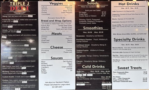 Menu photo 1 Triple J Deli Klamath Falls, OR Menu photo 1 Triple J Deli Klamath Falls, OR