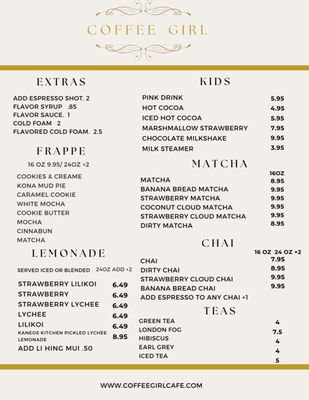 Menu photo 8 Coffee Girl Honolulu, HI