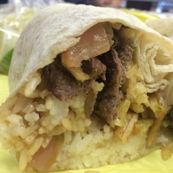 Takatis - inside a Lobo Saltado burrito - Peruvian Near Me - Van Nuys, California Takatis - inside a Lobo Saltado burrito - Peruvian Near Me - Van Nuys, California