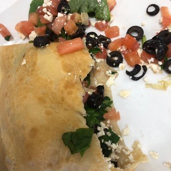 Crepe Heaven Cafe - Crepe with spinach, olives, tomatoes and Feta Cheese - Creperies Near Me - Lawndale, California