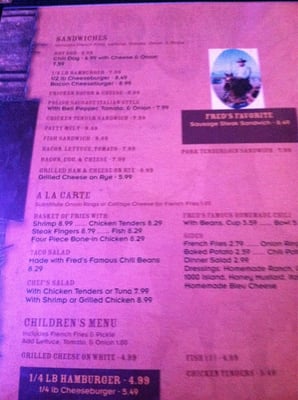 Menu photo 7 Fred's Arena Bar & Steakhouse Tucson, AZ Menu photo 7 Fred's Arena Bar & Steakhouse Tucson, AZ