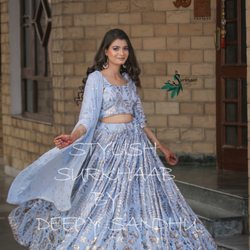 Stylish Surkhaab - Icy blue lehenga