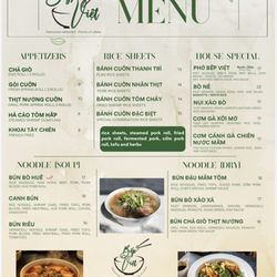 Our updated menu
