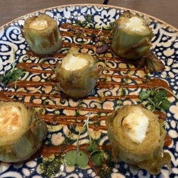 The Goldfinch - Goat Cheese Stuffed Artichoke Flowers - New American Near Me - Irvine, California The Goldfinch - Goat Cheese Stuffed Artichoke Flowers - New American Near Me - Irvine, California